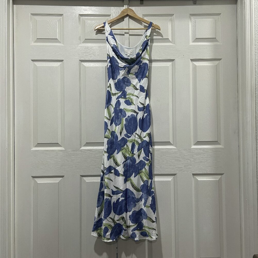 Blue and White Floral Maxi Dress- SIZE 2-NEW WITH TAGS
